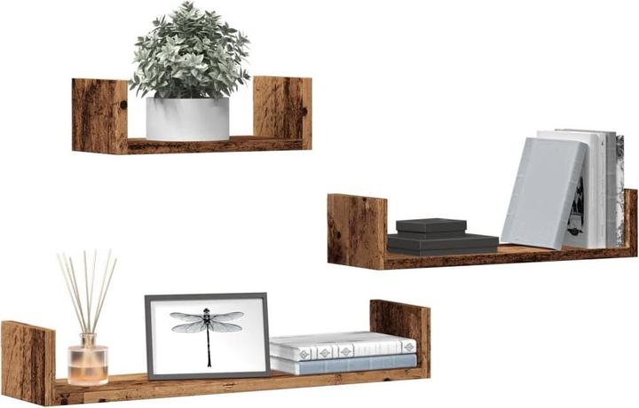 Produktbild VidaXL Wandregale 3 Stk. Altholz-Optik Holzwerkstoff (60 x 15 x 10 cm)