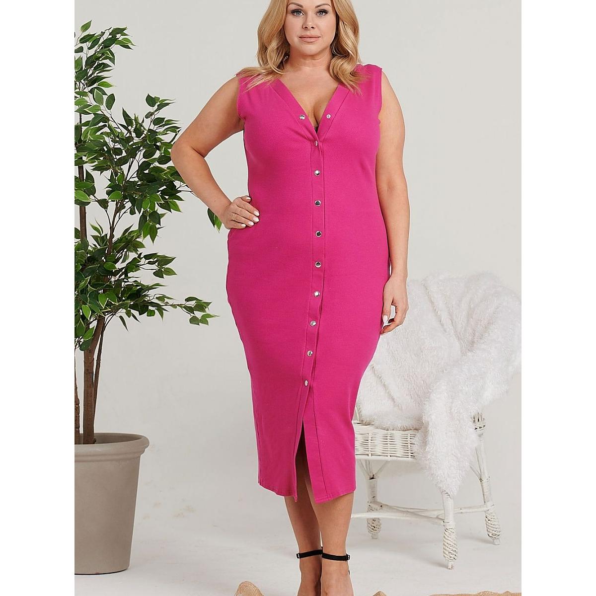 Karko, Damen, Kleider, Plus-Size Kleider, Rosa, (42, 43, 44)