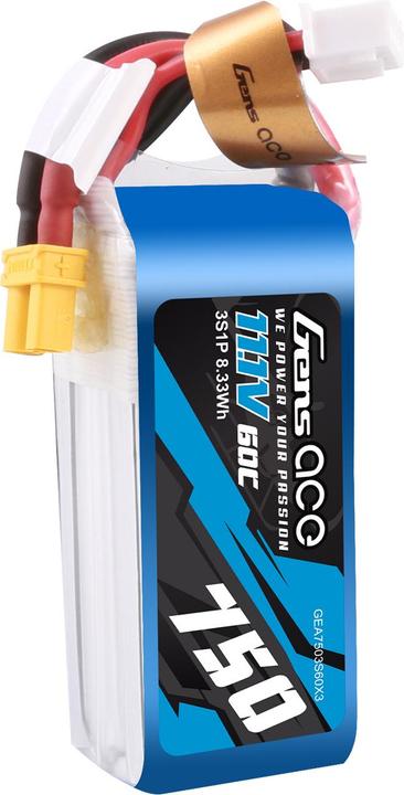 Produktbild Gens Ace 750MAH 11.1V 60C 3S1P LIPO BATTERY PACK WITH XT30 (11.10 V, 750 mAh)