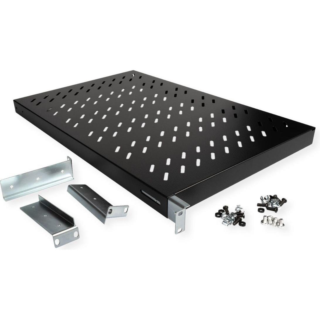 Roline 19-Zoll Fachboden 1 HE, Serverschrank Zubehör, Schwarz