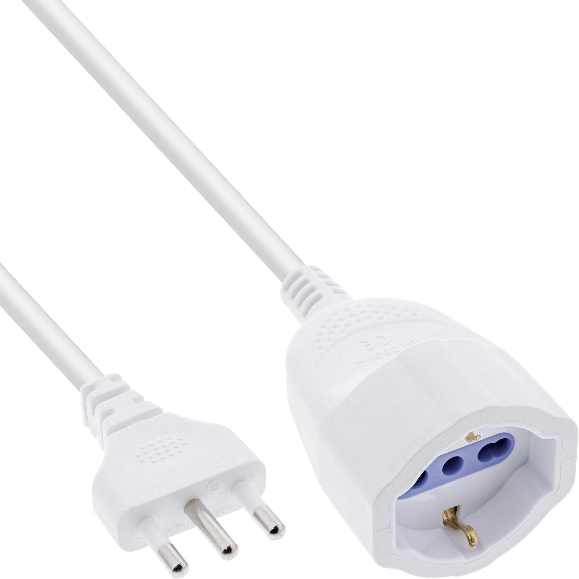 InLine, Verlängerungskabel, Strom-Verlängerung Schutzkontakt ITALIEN Stecker L / Buchse F (5 m)