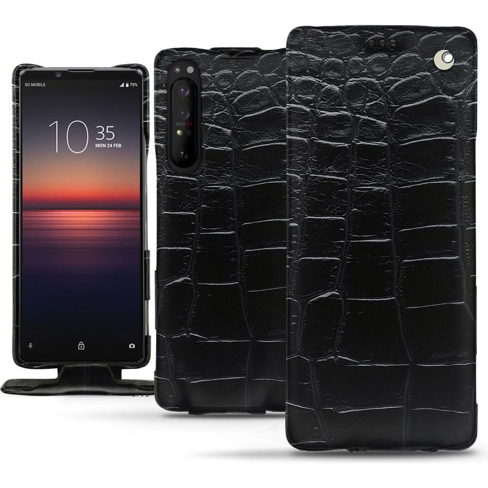 Noreve Lederschutzhülle vertikal (Sony Xperia 1 II), Smartphone Hülle, Schwarz