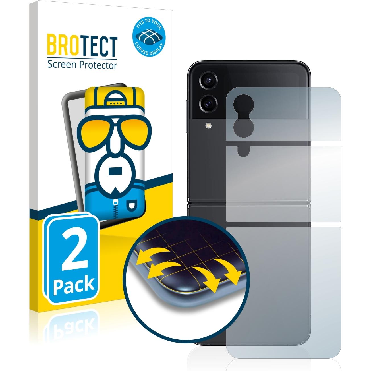 BROTECT Full-Cover Displayschutz (2 Stück, Samsung Galaxy Z Flip4), Smartphone Schutzfolie, Transparent