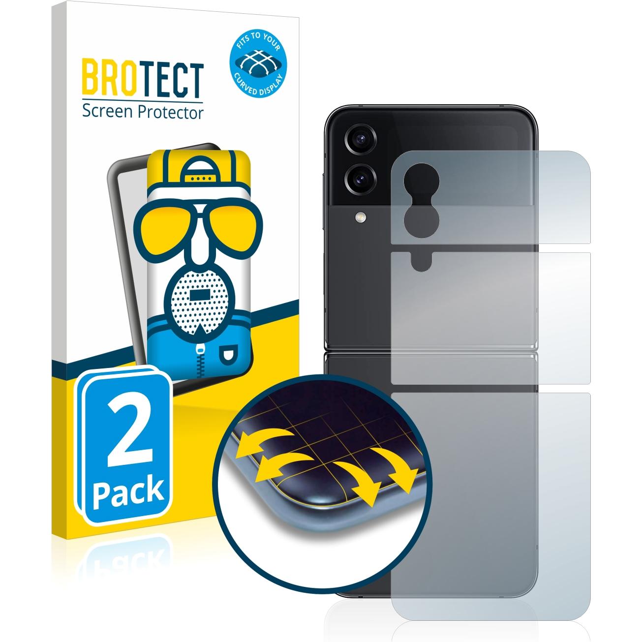 BROTECT Full-Cover Displayschutz Matt (2 Stück, Samsung Galaxy Z Flip4), Smartphone Schutzfolie, Grau