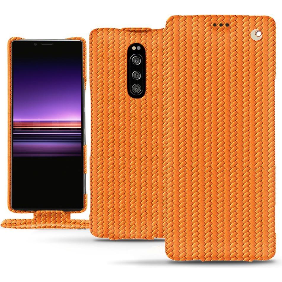 Noreve Lederschutzhülle vertikal (Sony Xperia 1), Smartphone Hülle, Orange