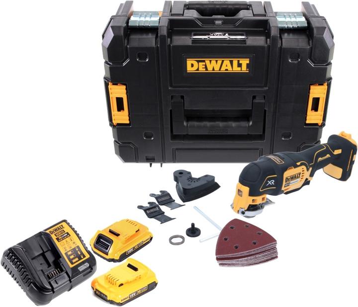 Produktbild DeWalt DCS 355 D2 Akku Oszillierer Multitool 18 V Brushless + 2x Akku 2,0 Ah + Ladegerät + 29 tlg. Z