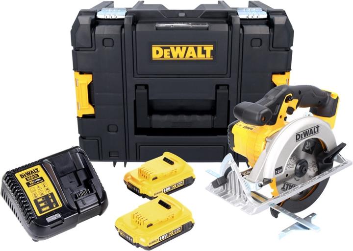 Produktbild DeWalt DCS 391 D2 Akku Handkreissäge 18 V 165 mm + 2x Akku 2,0 Ah + Ladegerät + TSTAK