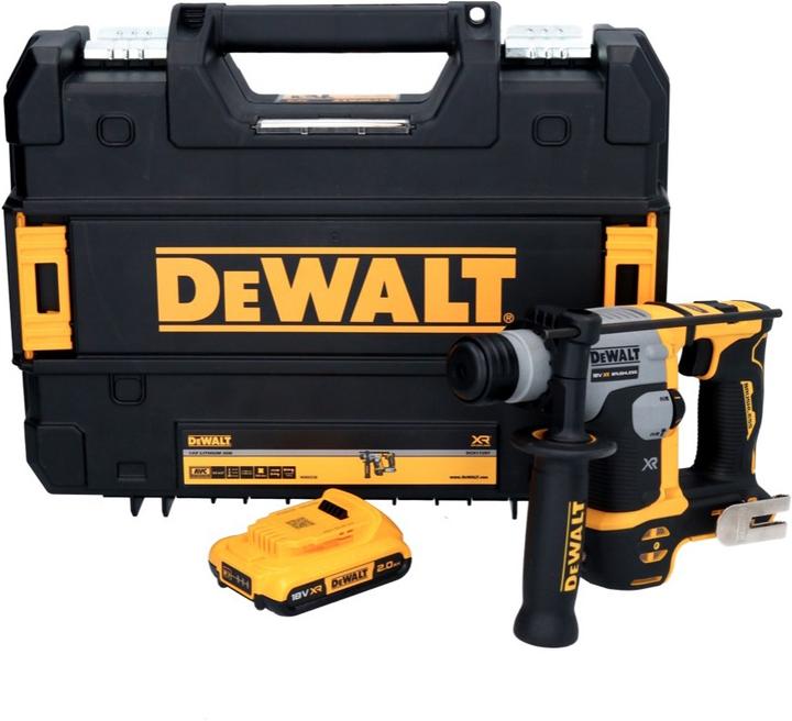Produktbild DeWalt DCH 172 Akku Bohrhammer 18 V 16 mm 1,4 Joule SDS plus Brushless + 1x Akku 2,0 Ah + TSTAK - oh (Akkubetrieb)