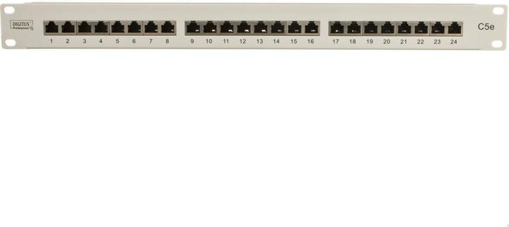Produktbild Digitus Patch Panel 48,3cm 19Zoll 24Port Cat5e STP geschirmt grau RAL7035 Kabelinstallation mit LSA Leist...