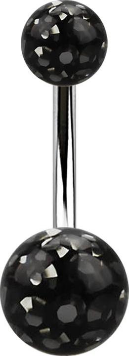 Actual product image Star Piercing Banana silver with two crystal balls black epoxy protective layer (without brass, Surgical steel 316L)