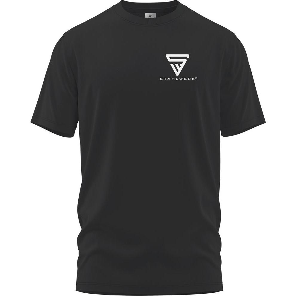 Stahlwerk, Herren, Hemd, T-Shirt Schwarz Grösse XXXL Kurzarm-Hemd mit Logo-Print 100% Baumwolle, Schwarz, (3XL)