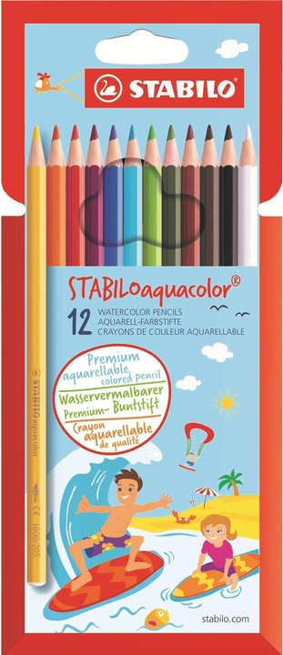 Produktbild STABILO aquacolor Aquarell-Buntstift (Mehrfarbig, 12 x)