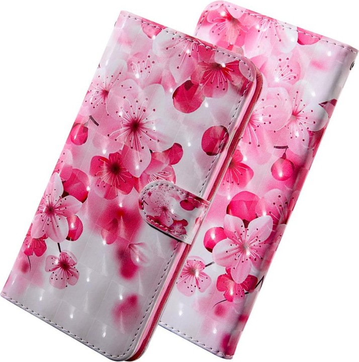 Immagine prodotto Cover-Discount iPhone SE / 8 / 7- Custodia in pelle rosa fiore effetto glitter (Apple iPhone 7, Apple iPhone 8)