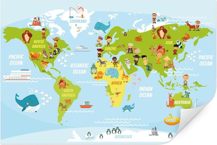 Actual product image Trenddeko Funny kids world map (30 x 20 cm)