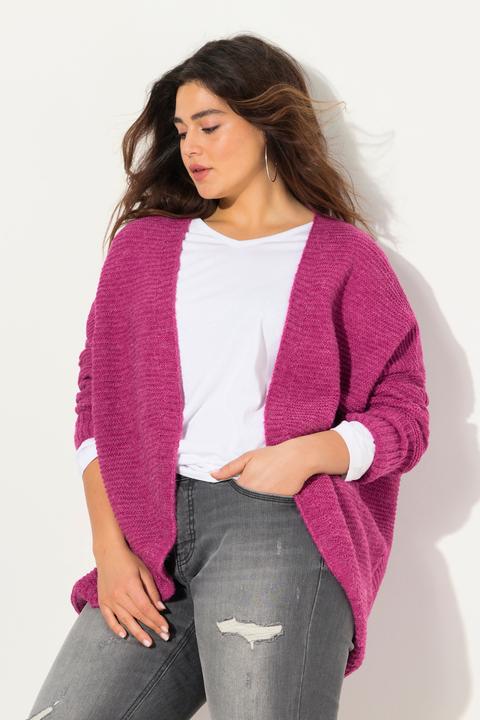 Produktbild Ulla Popken Strickjacke, Egg-Shape, Wollanteil, offene Form (58)