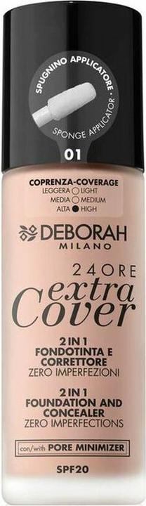 Actual product image Deborah Milano 24Ore Extra Cover Fond de Teint & Concealer No 01 (01 Fair)