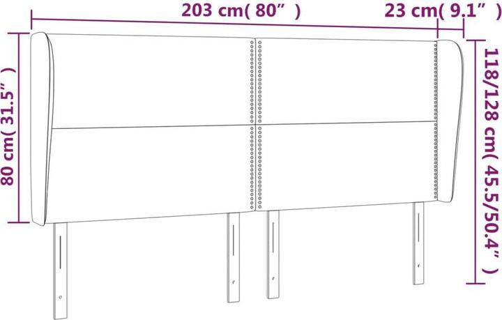 Actual product image vidaXL Kopfteil (203 x 23 x 128 cm)