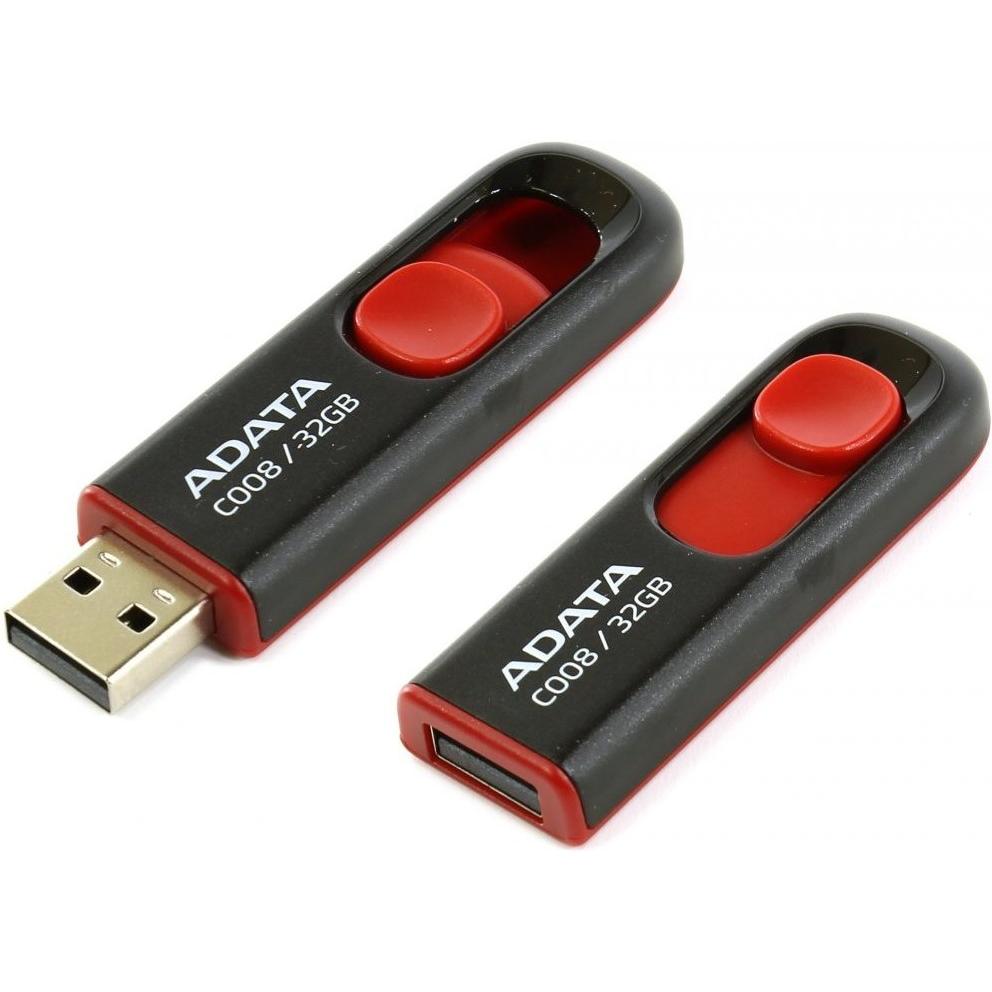 Thumbnail - Adata USB 2.0 Stick C008 Black/Red 32GB (32 GB, USB-A, USB 2.0), USB Stick, Rot, Schwarz