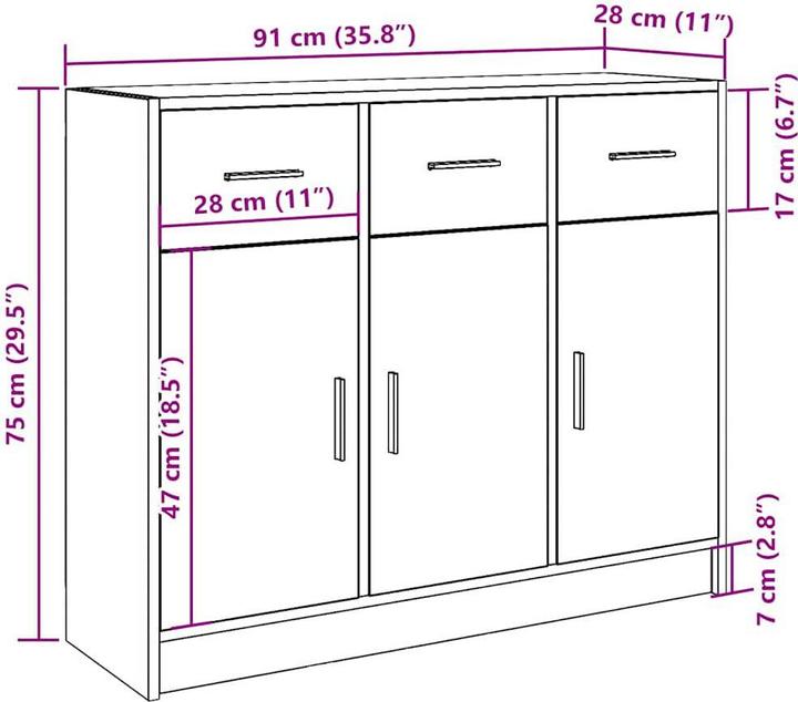 Image du produit vidaXL Sideboard (91 x 28 x 75 cm)