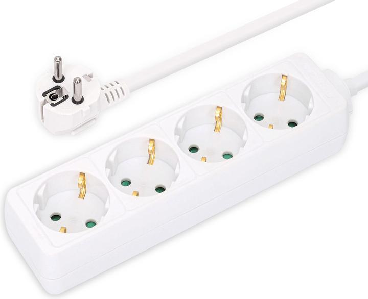 Actual product image Manhattan 4-fold socket strip, protective contact Four type F sockets, integrated 2 m power cable with type F (4 x, CEE 7/3, 2 m)
