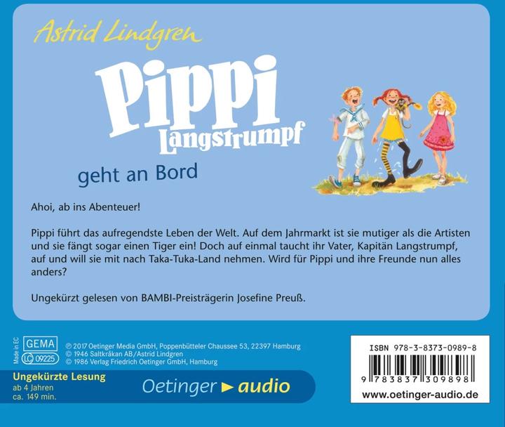 Produktbild Pippi Langstrumpf Geht An Bord (Frank Gustavus, Astrid Lindgren, Josefine Preuss, Katrin Engelking, Cäcilie Heinig, Deutsch)