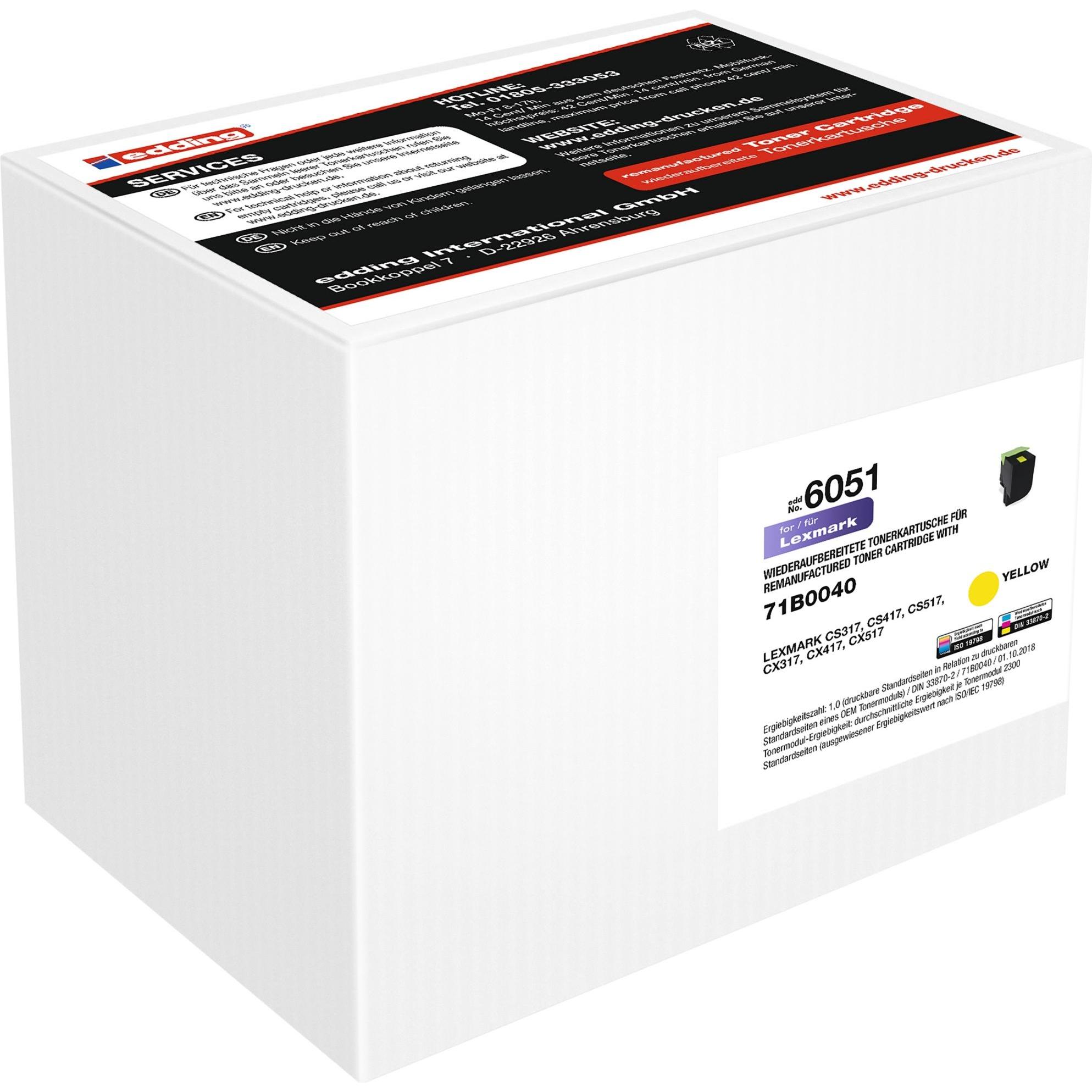 Edding, Toner, EDD-6051 toner giallo sostituisce LEXMARK 71B0040/71B20Y0 (Y)