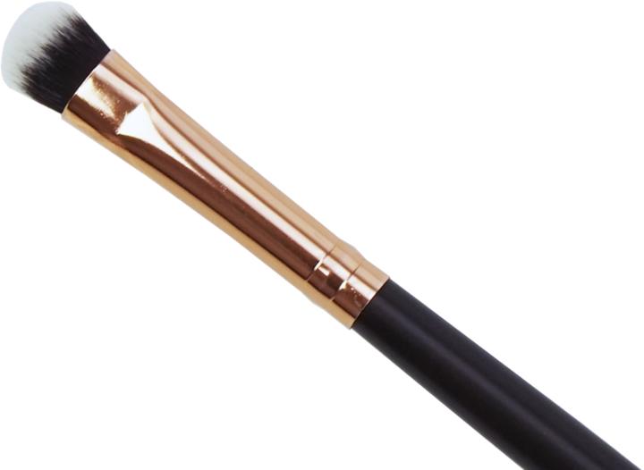 Produktbild Lidschattenpinsel flach, oval mit kupferfarbener Zwinge, Synthetikhaar, brauner Griff (Eyeliner)