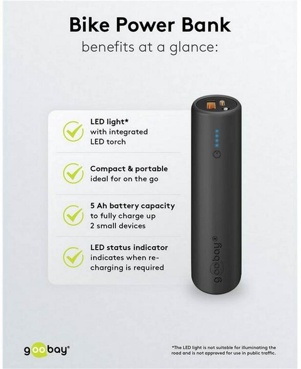 Produktbild Goobay Bike-Powerbank (5000 mAh, 18 W, 18.50 Wh)