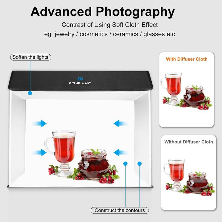 Actual product image Puluz Upgrade Fotobox 60x40cm mit dimmbaren LEDs (Light modifiers)