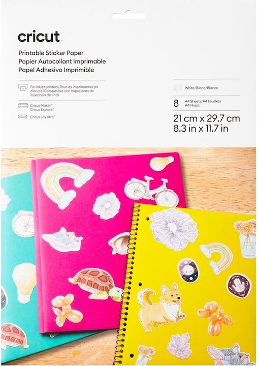 Productafbeelding Cricut Stickerpapier Joy Xtra bedrukbaar A4, 8 stuks, wit (0 g/m², 8 x)