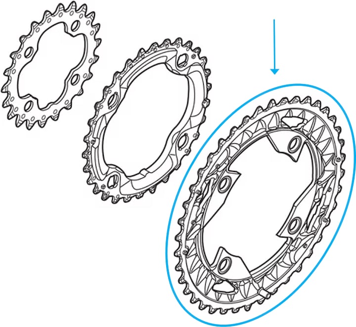 Actual product image Shimano Chainring Deore FC-M612 40 T, 96mm (40)