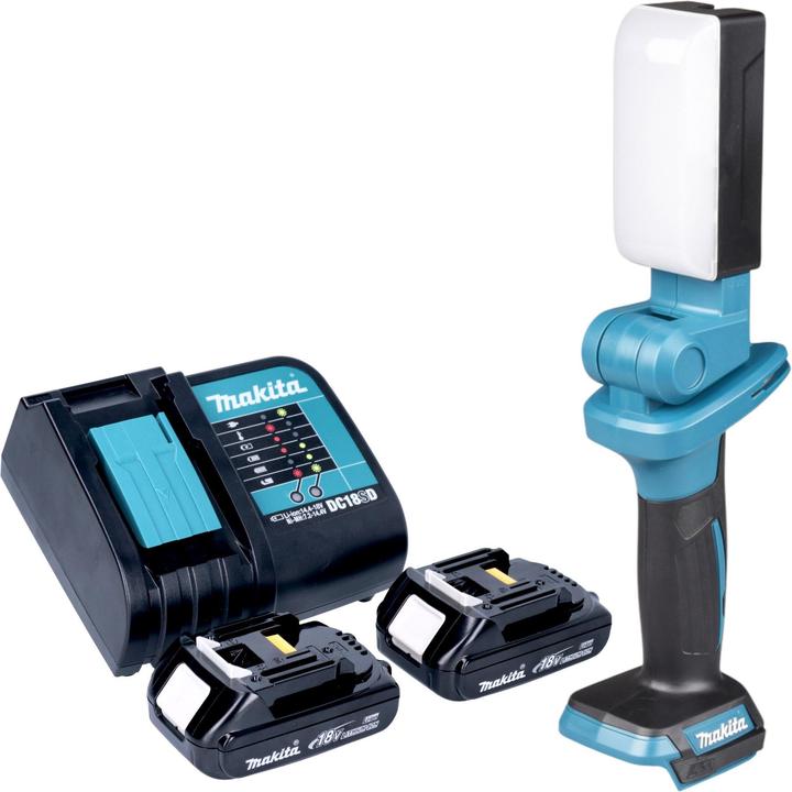 Produktbild Makita DML 816 SYX Akku Arbeitsleuchte 18 V 500 lm LED + 2x Akku 1,5 Ah + Ladegerät (500 lm)