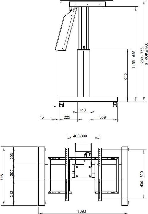 Actual product image DSS Stand electr, -100", max 150 kg, silver (150 kg, 42" - 90")