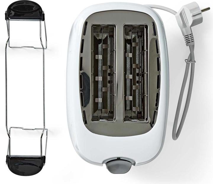 Actual product image Nedis Toaster 2 Slots Browning levels: 7 Defrost feature Bun rack White