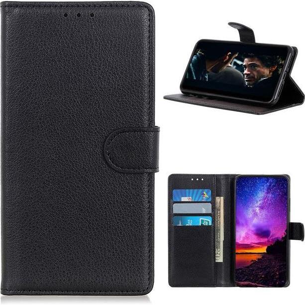 Thumbnail - MU Classic Litchi Leder Bookcover Series (Nokia 3.4), Smartphone Hülle, Schwarz