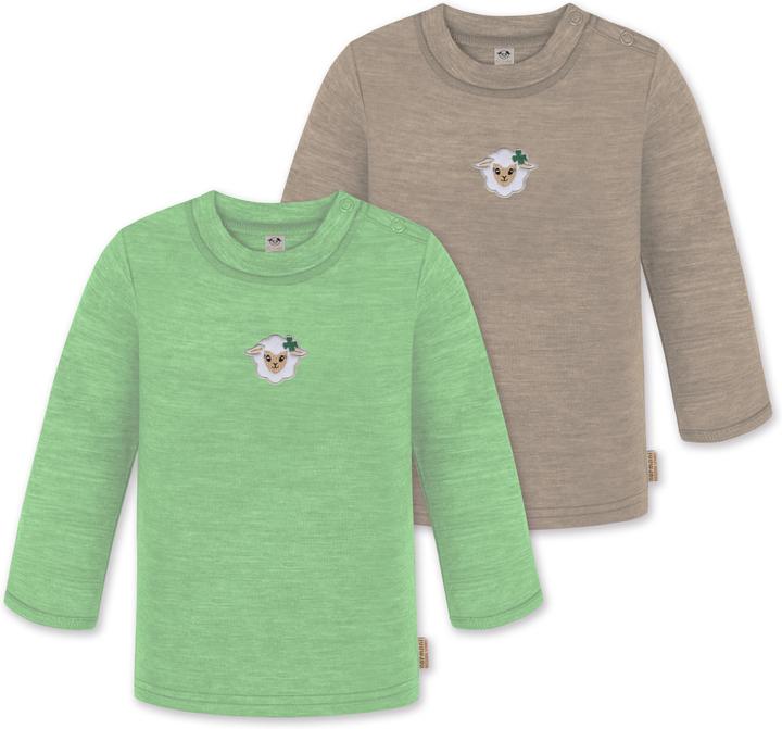 Produktbild Normani 2er Pack Baby Merino Longsleeve „Taupo" - 9473 (74, 80)