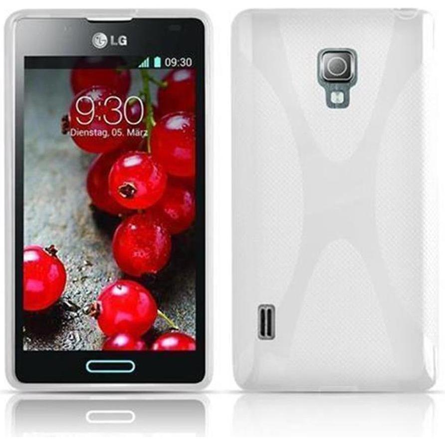 Cadorabo TPU X-Line Cover (LG Optimus L7 II), Smartphone Hülle, Weiss
