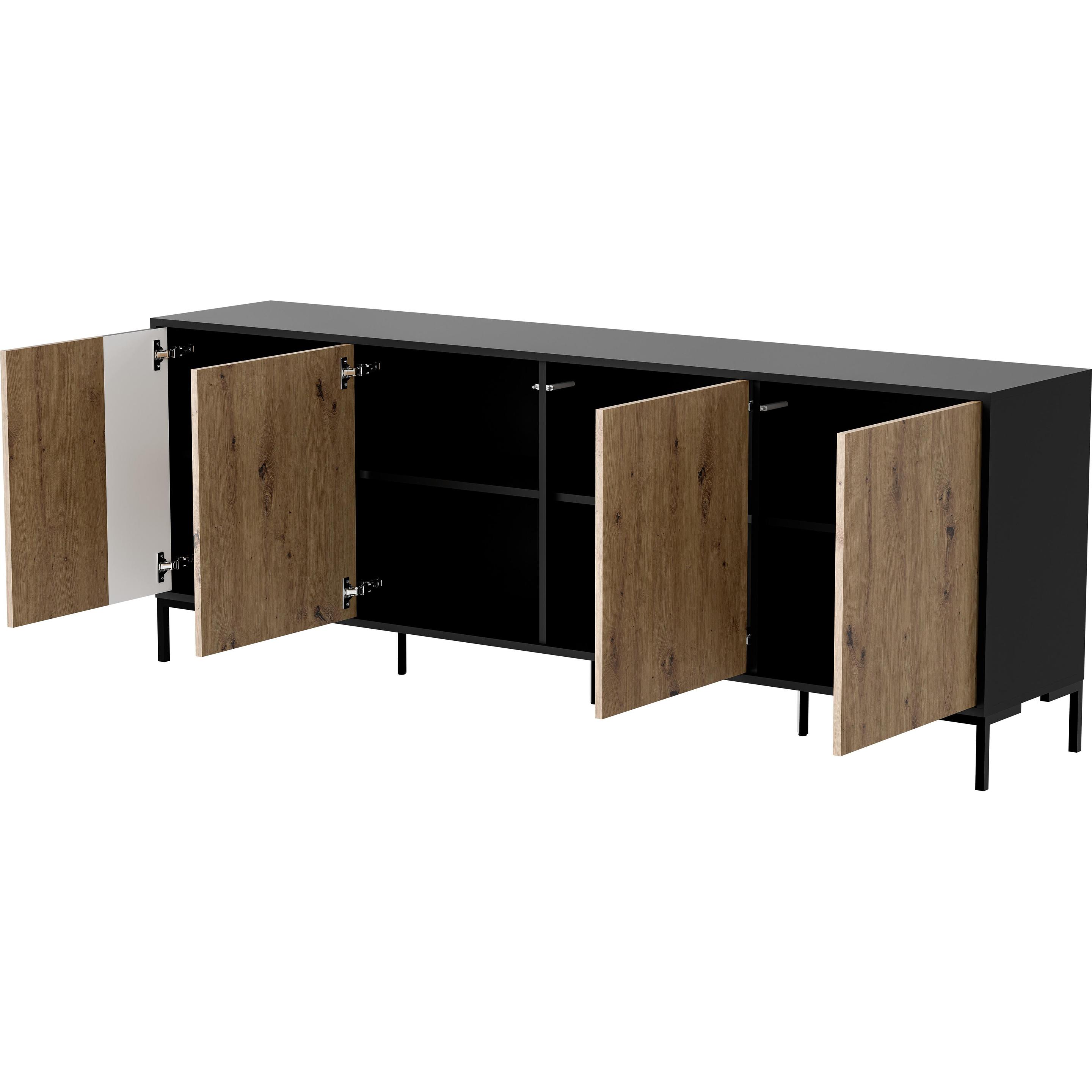 Thumbnail - Cama, Kommode + Sideboard, MERCI Kommode 200 x 40 x 74 cm schwarz/artisan Eiche (200 x 40 x 74 cm)