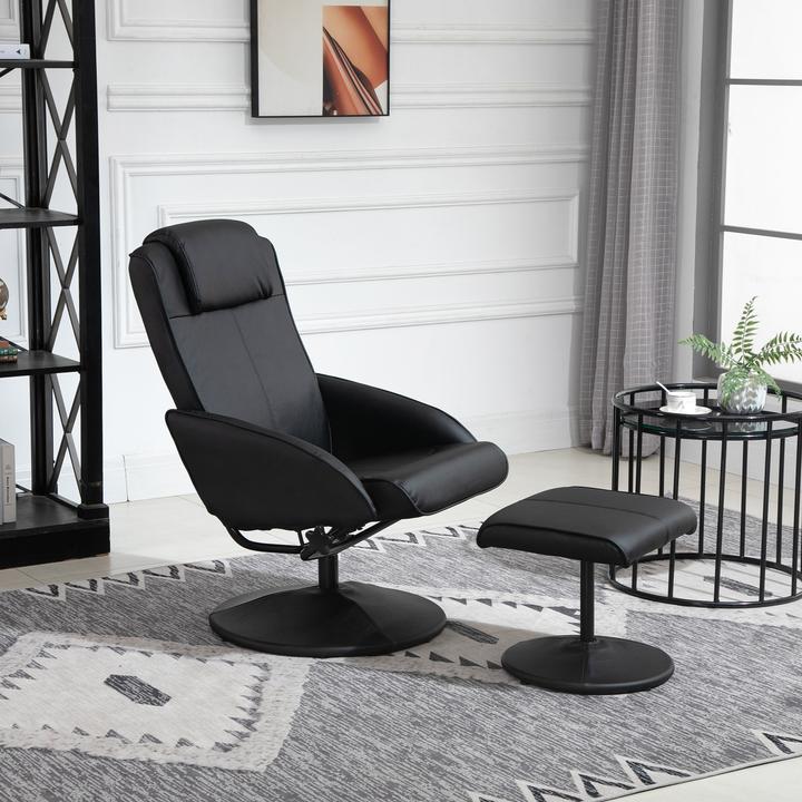 Actual product image Homcom Relaxsessel mit Hocker Kunstleder Schwarz