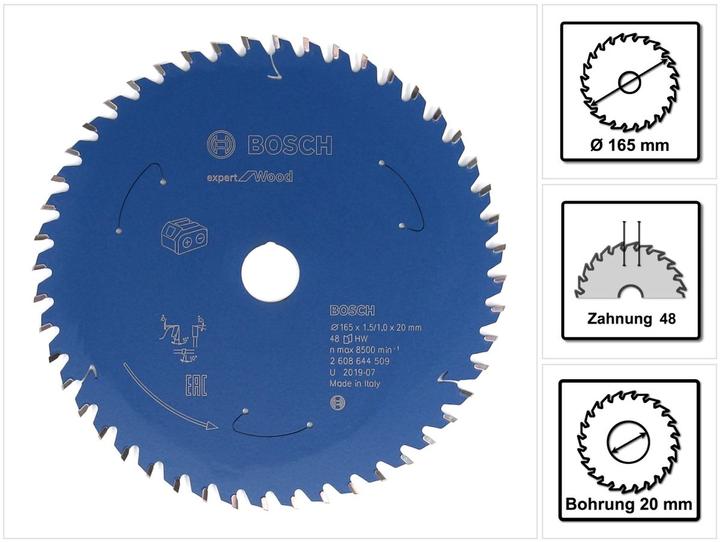 Actual product image Bosch Professional Zubehör Expert for Wood cordless circular saw blade, 165 x 1.5/1 x 20, 48 teeth