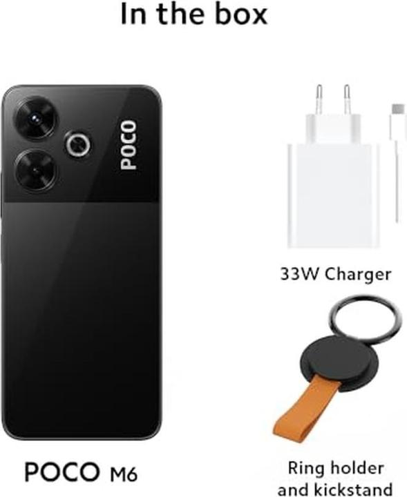 Actual product image Xiaomi POCO M6 Smartphone with MediaTek Helio G91, 6.79-Inch Display, 108MP Camera, 5030mAh Battery (Black, 6.79")