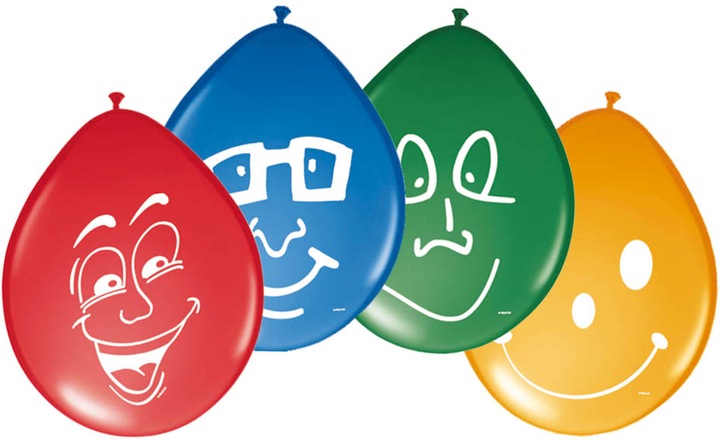 Produktbild Folat Glückliche Gesichter Ballons - 8 Stück