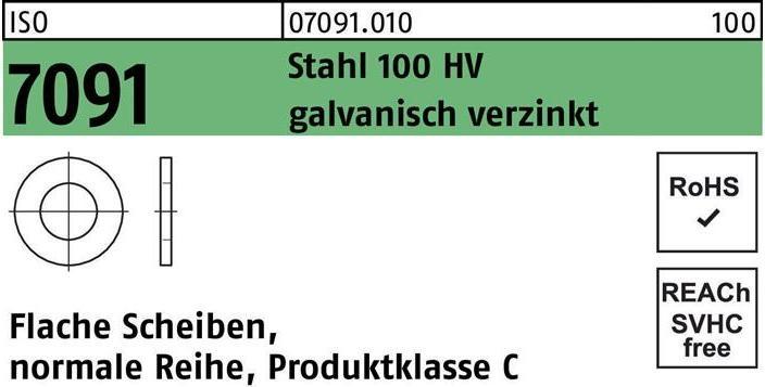 Produktbild Unterlegscheibe ISO 7091 12 Stahl 100 HV galvanisch verzinkt