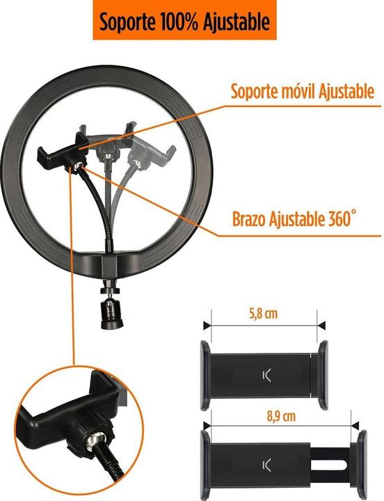 Produktbild KSIX Kit Studio Live Max LED Ring With Floor Tripod 1.60 M For Smartphone (Ringlicht)
