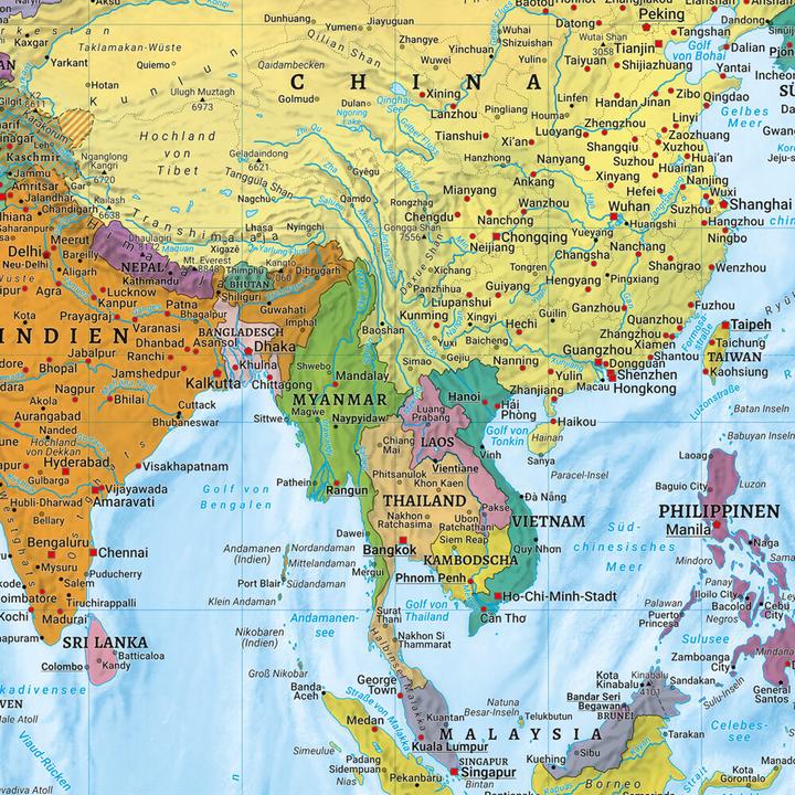 Immagine prodotto Mappa del mondo, politica - fisica, 1:20.000.000, poster, freytag & berndt