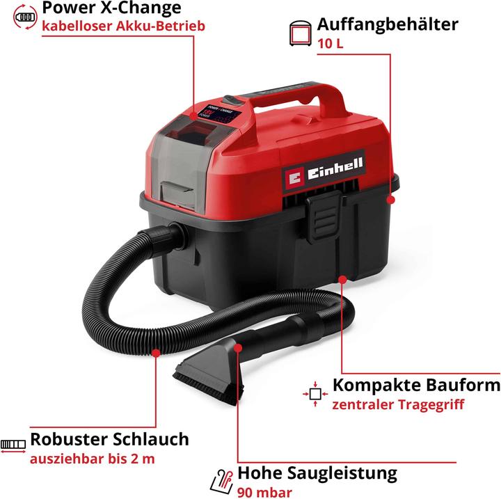 Image du produit Einhell TE-VC 18/10 Li Solo (Aspirateur eau et poussière)