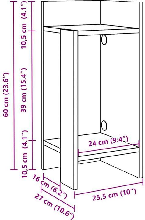 Actual product image vidaXL Beistelltisch (27 x 25.50 x 60 cm)