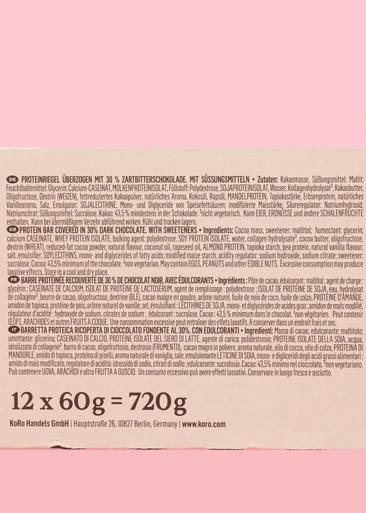 Produktbild KoRo Crispy Protein Bar (720 g, 12 Stk.)