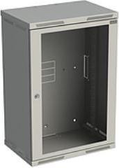 Solarix Rozvaděč nástěnný SENSA 18U 400mm, dveře sklo, RAL 7035, SENSA-18U-64-11-G (18 HE, 19 Zoll Rack)