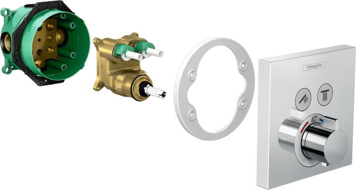 Produktbild hansgrohe HG Fertigmontageset SHOWERSELECT f UP-Thermostat für 2 Verbraucher chrom
